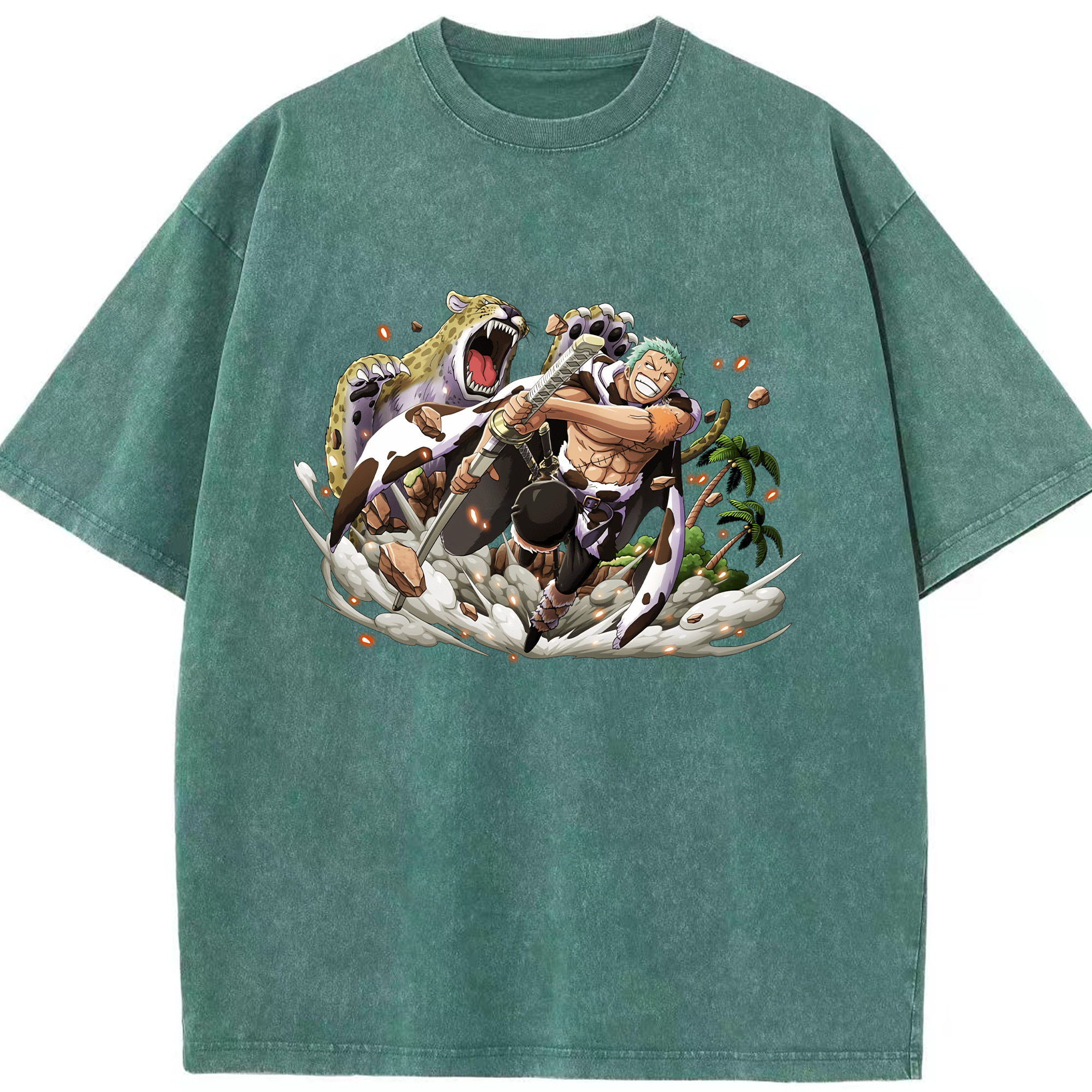 ワンピース ロロノア・ゾロ ONE PIECE Roronoa Zoro 綿100% ヴィンテージ風 半袖Tシャツ（フロントプリント）